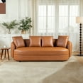 thumbnail image 2 of Perten Japandi Style Mid-Century Modern Living Room Leather Sofa in Cognac Tan, 2 of 6