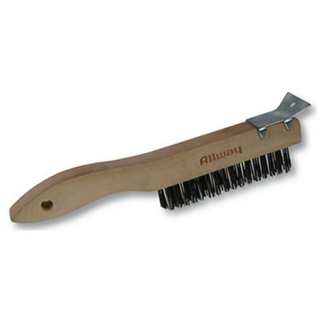 

1 PC-Allway Tools WBS416 Shoe Handle Wire Brush with Scraper 4 x 15 Rows