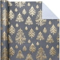 thumbnail image 2 of 3D Kraft Christmas Wrapping Paper Roll - Mini Roll - 17 Inch x 16.5 Feet - Gold and Dark Grey Christmas Tree Wrapping Paper with Embossed Perfect for Holiday, Party Celebration, 2 of 14