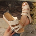 thumbnail image 4 of Orthopedic Sandals for Women with Arch Support Casual Summer Slip on Platform Slides Lightweight Cushioned Low Wedge Walking Shoes White Size 9.5, 4 of 7