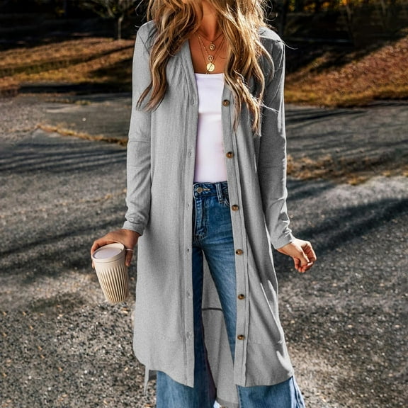 Women's Thin Button Up Casual Jacket Long Sleeve V Neck Slit Hem Hooded​​