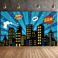 thumbnail image 5 of Comic Style Cityscape Background Banner with Explosion Elements Party Decorations Photo Props Backdrop for Kids Party Themed Party Cosplay Party, 5 of 7