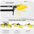 thumbnail image 5 of KANASTAL 2 Pack Flip up Sunglasses Polarized Women Clip on Night Driving Glasses Men UV400 Protection Anti Reflect Yellow & Black, 5 of 7