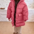 thumbnail image 2 of Afuyipoi Girls Hooded Puffer Coat Winter Thick Quilted Warm Windproof Long Jacket Size 3-13 Red Size 3T, 2 of 6
