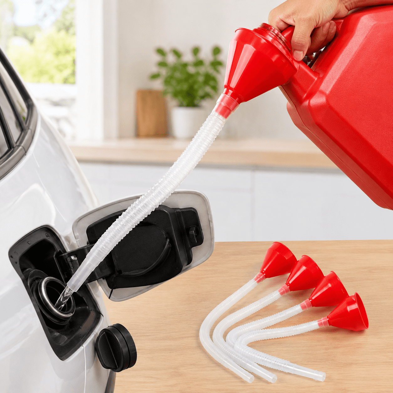 Long Neck Oil Funnel Set of 4 Flexible Bendable Tube Car Truck Fluid Pour