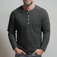 thumbnail image 4 of Dwelliawo Mens Shirts Winter Stylish Casual Shirt Long Sleeve Button Waffle Henley T-Shirt Lightweight Fashion Pullover Tees Black L, 4 of 8
