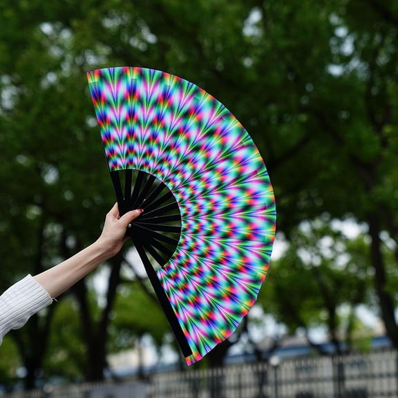 Gradient Colorful Reflective Foldable Fan Soft Fiber Fan Large Kung New N5