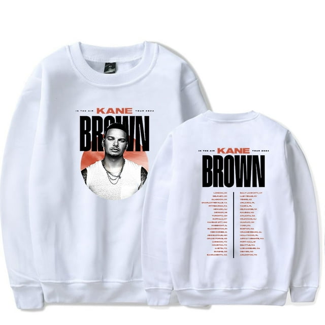 Chandail en Molleton à Col Rond Kane Brown IN THE AIR TOUR 2024 concert Merch Populaire Graphique Unisexe Tendance Décontracté Mode Urbaine, m, Blanc