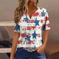 thumbnail image 2 of Womens 4Th Of July Patriotic T-Shirts，Summer Independence Day Tee Shirts for Womens American Flag Printed Tunic Top Henley Neck Tees Front Button Short Sleeve Tops Beach Holiday Usa Flag Star Blouses, 2 of 5