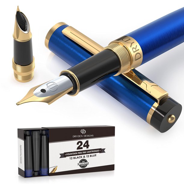 Pluma estilográfica Dryden Designs, punta media fina, 24 cartuchos