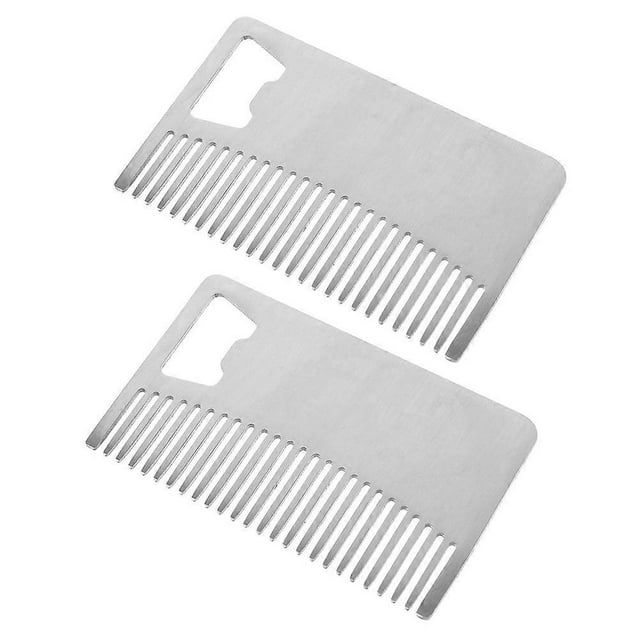 Stainless Steel Hair Grooming Comb For Men With Bottle Opener Anti Static Feature Silver Color 8 50X5 00X0 20CM 2Pcs