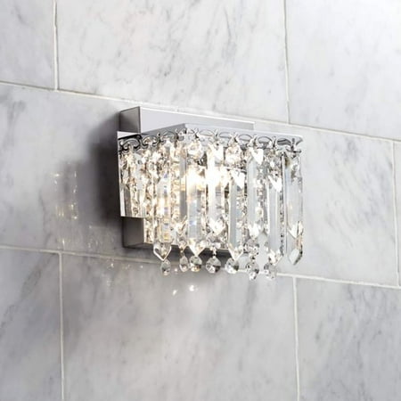 Possini Euro Design Modern Wall Light Sconce Chrome Hardwired 6