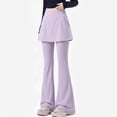 thumbnail image 2 of XAOFW Girls Back To School Flared Pants With Built In Shorts Solid Color Wide Leg Trousers For Activewear Yoga Dance And Everyday Comfort Comfortable Bottom 7-8 Years, 2 of 4