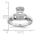 thumbnail image 3 of 925 Sterling Silver Polished Cubic Zirconia Claddaugh Ring Size 6 2mm Wide Ring for Women, 3 of 5