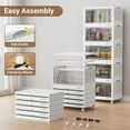 thumbnail image 6 of BROVIEW 400Qt Stackable Storage Bins with Lid, Plastic Closet Organizers and Storage Drawer, Collapsible Storage Box with Wheels, Folding Storage Cabinet for Closet Clothes Organization, 5Pack White, 6 of 9