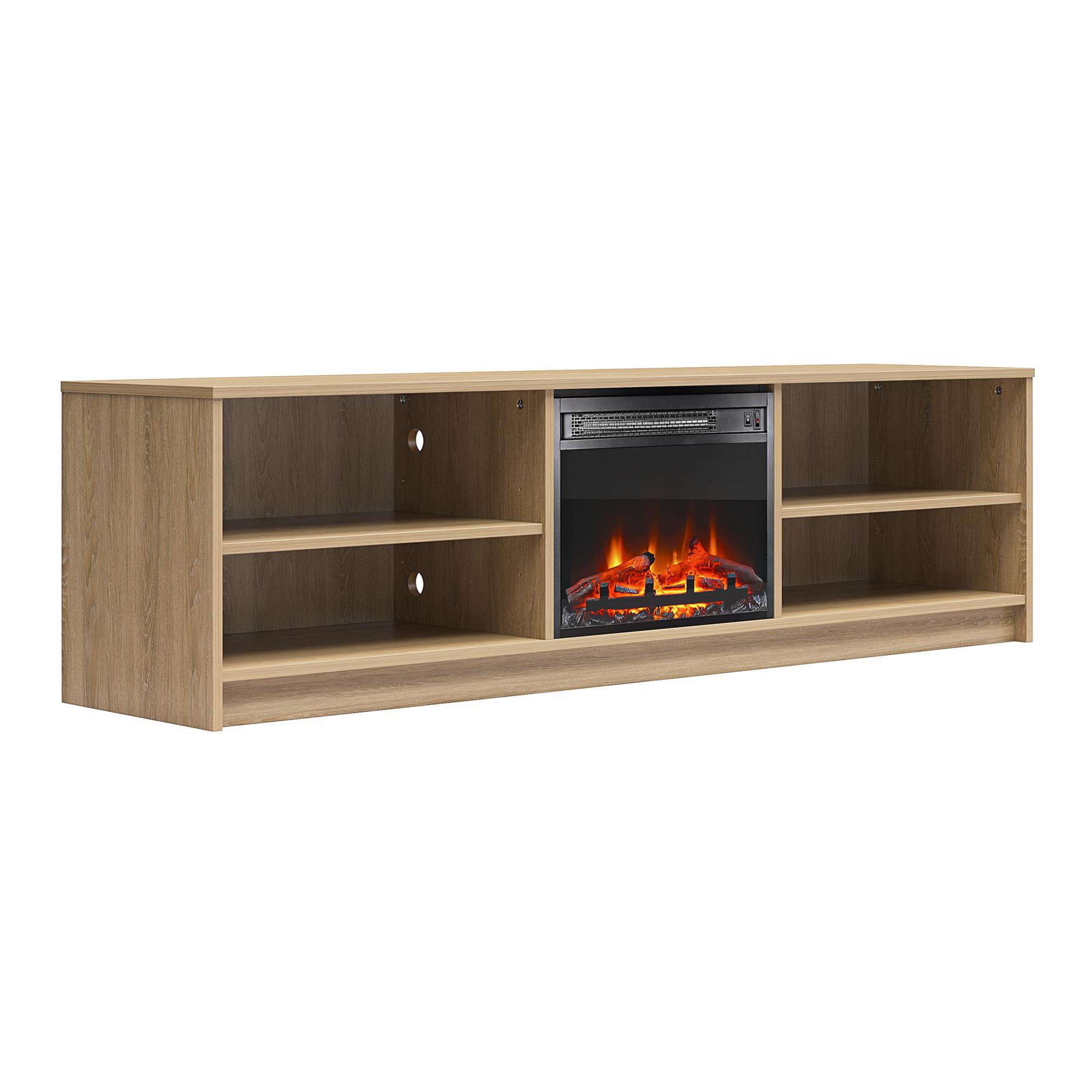Mainstays Fireplace TV Stand, for TVs up to 75", Natural