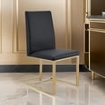 thumbnail image 6 of Benjara Cid Anki 19" Dining Chair- Dark Gray Faux Leather- Brass Steel Finish, 6 of 6
