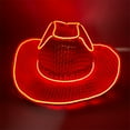 thumbnail image 2 of UJNDER Carnival Light Up Cowboy Hat for Halloween Party Western Straw Hat for Stage Performance Festivals and Events Red, 2 of 3