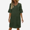 thumbnail image 2 of Kureaily Hot Women's Summer Short Sleeve V Neck Mini Dress Chiffon Polka Dot Flowy Short Dress, 2 of 5