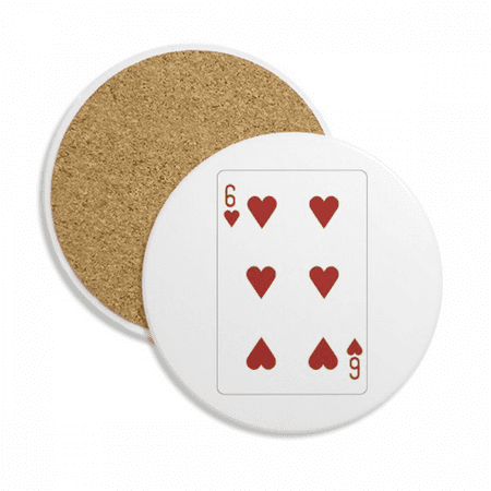 

Heart 6 Playing Cards Pattern Coaster Cup Mug Tabletop Protection Absorbent Stone