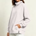 thumbnail image 5 of Lenpel Sweatshirts for Women Fall Mock Neck Long Sleeve Tops Oversized Solid Color Casual Loose Warm Pullover(White,Medium), 5 of 7