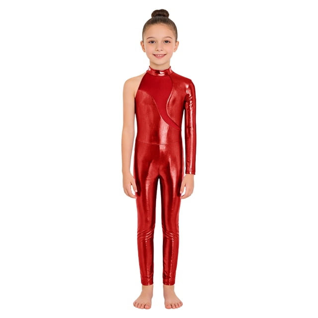 vastwit Justaucorps de Ballet à Manches Longues pour Filles Gymnastique Patinage Combinaison Intégrale Rouge 10