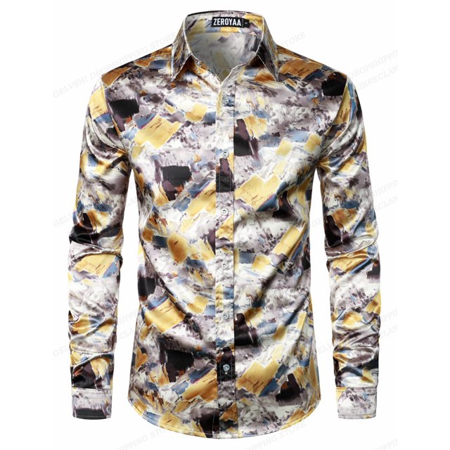 Camisas hawaianas con cadena dorada, camisas con estampado de mariposas en 3D, camisas de moda para hombres, blusas playeras de manga larga, camisas de solapa de lujo, ropa para hombres