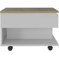 thumbnail image 3 of TUHOME Luanda Lift Top Wooden Coffee Table with Casters and One Shelf, White/Light Oak, 3 of 6