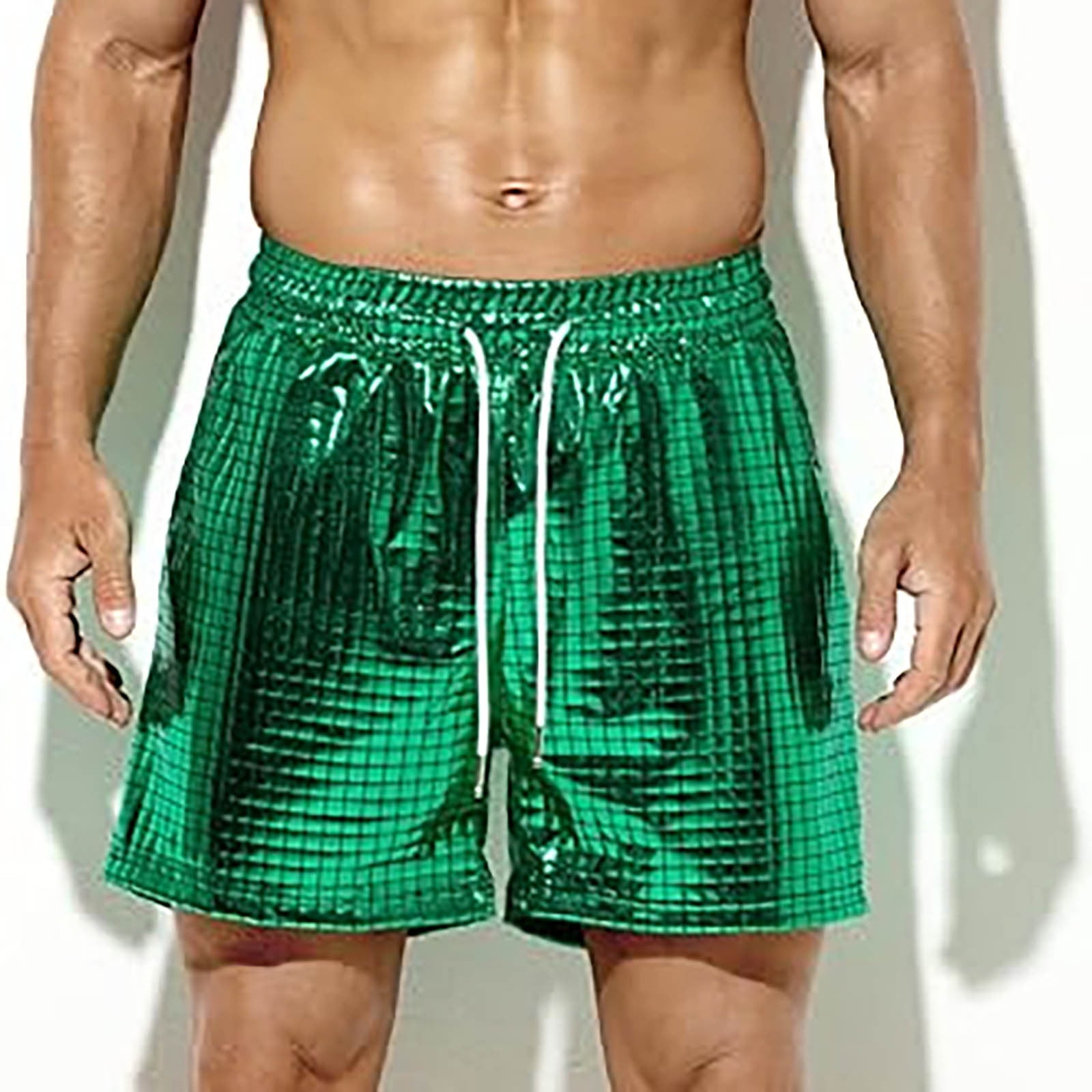 BiZtdJrK Mens Metallic Holographic Shorts Shiny Party