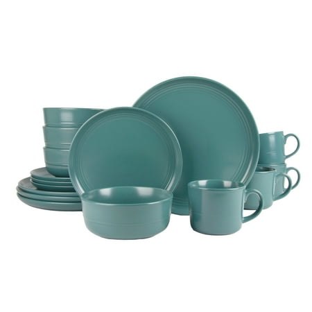

10 Strawberry Street Double Line 16 Piece Stoneware Dinnerware Set Emerald Green