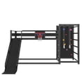 thumbnail image 4 of Bellemave Metal Bunk Bed with Slide, Twin Over Twin Bunk Bed with Basketball Hoop, Pull-up Rings and Climbing Wall, Twin Size Loft Frame with Bookcase & Under-Bed Space, Black, 4 of 9