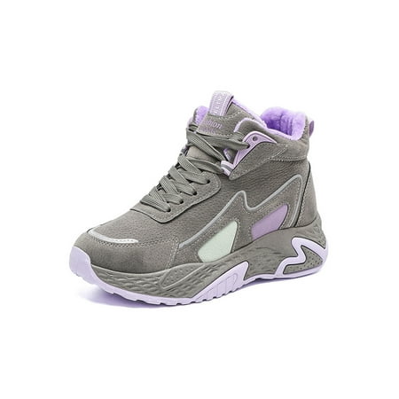

Harsuny Ladies Trainers Comfort Athletic Shoes Lace Up Sneakers Outdoor Fashion Winter Warm Walking Shoe Sport Gray 5