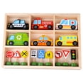 thumbnail image 2 of TOOKYLAND Wooden Vehicules and Street Signs Play Set - 16pc - Toy Cars, Trucks and Busses, Ages 3+, 2 of 4