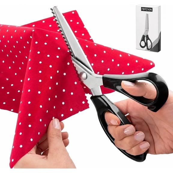 Pinking Shears, Sharp Serrated Stainless Steel Blades, Comfort Non-Slip Handle Fabric Cutting Scissors, Anti-Fray Craft Shears for Sewing DIY Crafters, Tailors