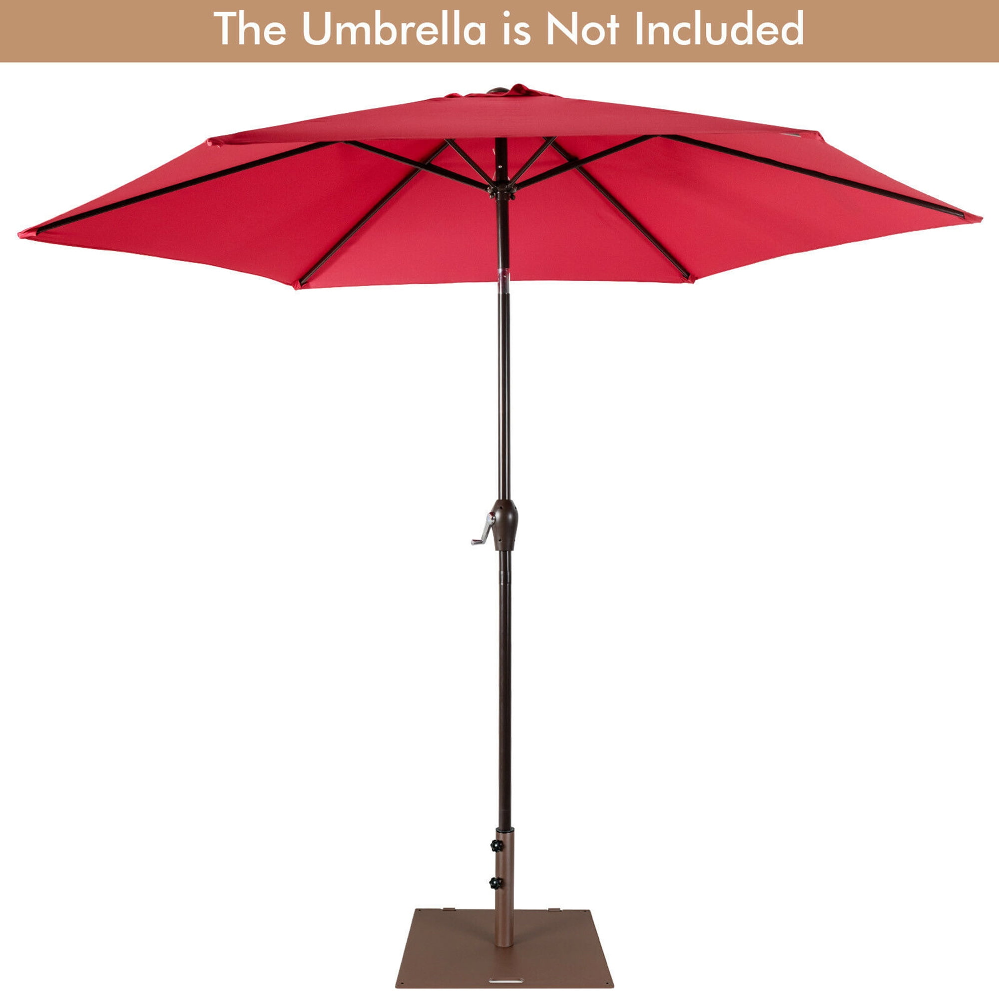 Gymax 50 LBS Patio Umbrella Base Stand 24'' Outdoor Square Market Handle Wheel