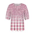 thumbnail image 6 of IYYVV Womens Puff Short Sleeve Tunic Tops Pleated Crew Neck Blouses Dressy Casual Loose Fit Spring And Summer T Shirts Pink XL, 6 of 6
