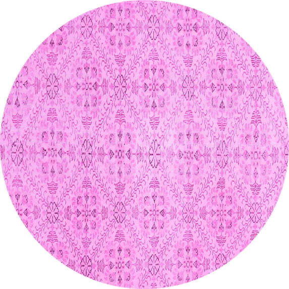 Ahgly Company Indoor Round Abstract Pink Contemporary Area Rugs, 3' Round
