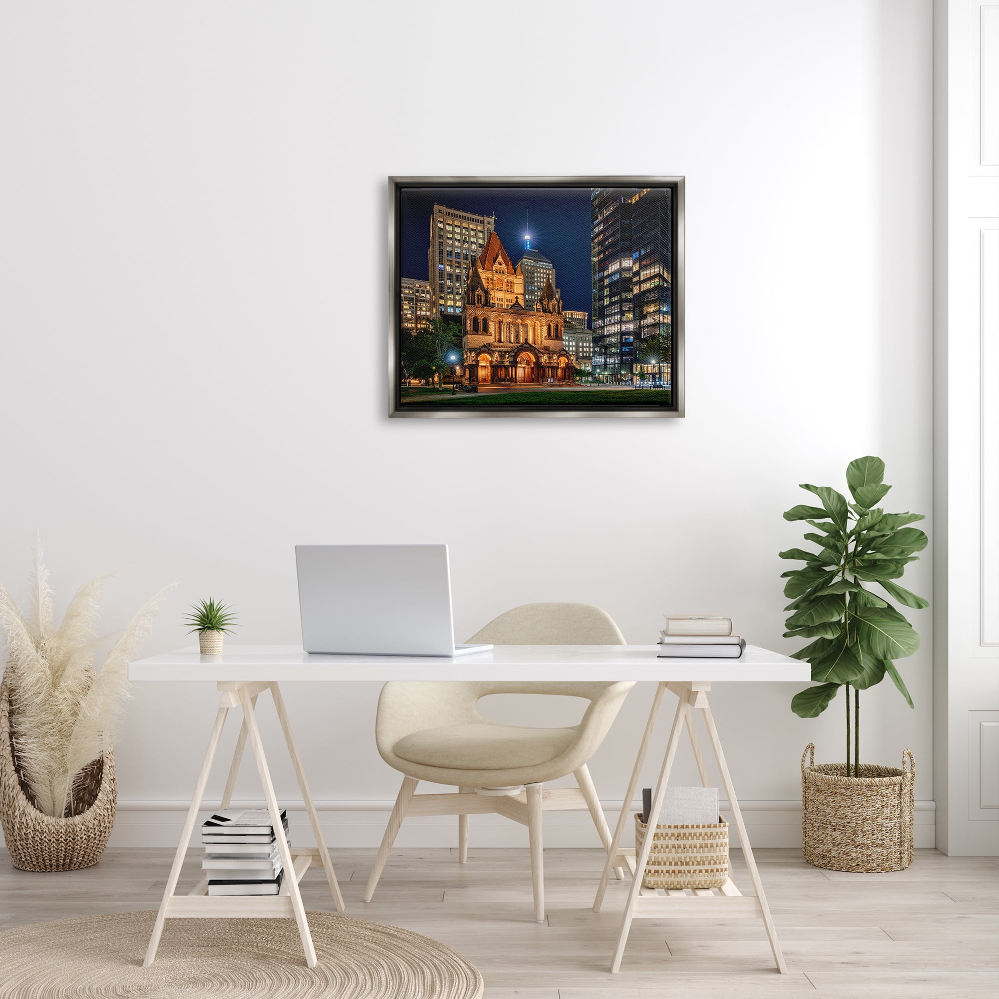 Stupell Urban Cityscape Architecture Buildings Landscape Photography Gray Floater Framed Art Print Wall Art