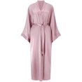 thumbnail image 1 of Women's Long Silk Robe Satin Kimono Lightweight Bathrobe for Bridesmaids, 1 of 6