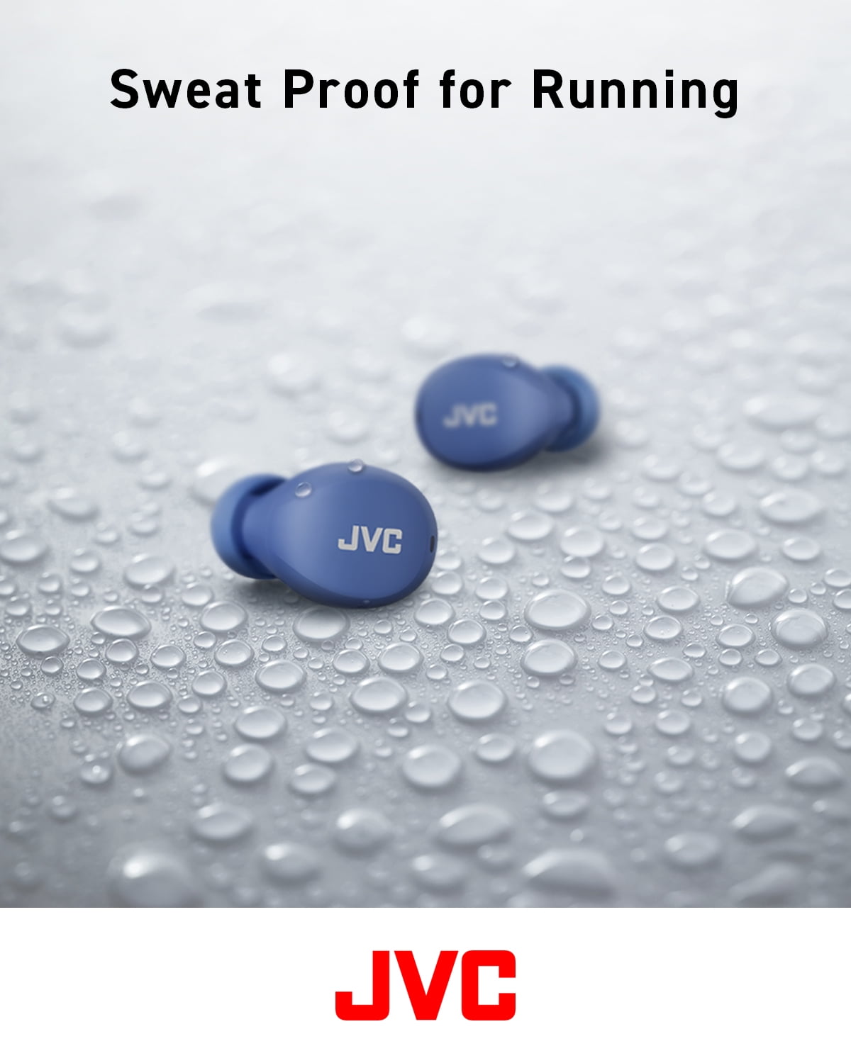 JVC Compact and Lightweight Gumy Mini True Wireless Earbuds Headphones, Long Battery Life (up to 23 Hours), Sound with Neodymium Magnet Driver, Water Resistance (IPX4) - HAA6TA (Blue)