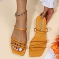 thumbnail image 7 of JeashCHAT Slip On Slide Sandals for Women Womens Summer Fashion Slippers Solid Color Square Toe Design Flat Sandals (Orange), 7 of 7