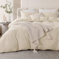 thumbnail image 1 of Duvet Cover Set Oversized Queen 92"x98" Linen Feel Cream Grey Organic Natural, 1 of 9