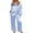 Light Blue, variant on Ekouaer Silk Satin Pajamas for Women Button Down Pjs Set Long Sleeve Loungewear 2 Piece Wide Leg Sleepwear