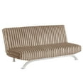 thumbnail image 2 of Contemporary Taupe Fabric Futon Sofa Bed with Chrome Metal Legs - 71" Wide, Extra Support, Modern Living Room Furniture, Converts to Bed, 2 of 6