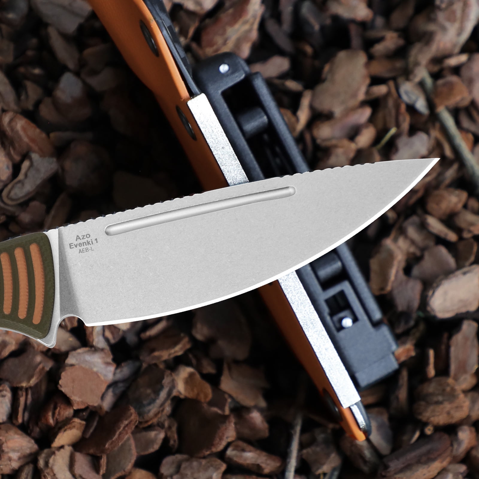 Kizer Ewanki 1 Fixed Knife AEB-L Drop Point Blade  Orange & Green G10 Handle With Sheath 1097A1