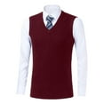thumbnail image 4 of FINALGANG Men's Sweater Vest Fall Winter Solid Color Relaxed Fit Vest Sleeveless V Neck Jumpser For Cold Weather Casual Daily Wear Leisure Knitwear, 4 of 4