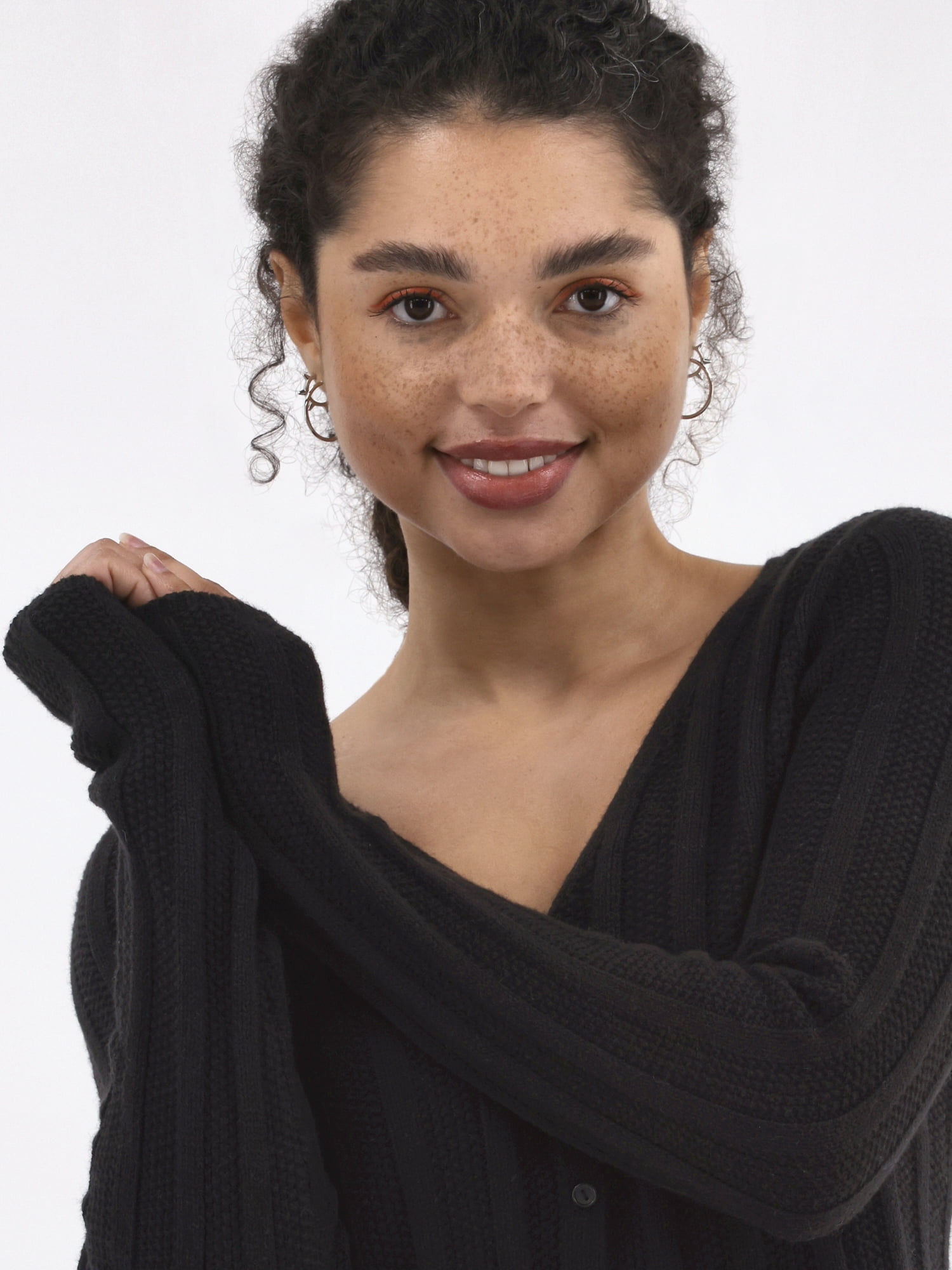 No Boundaries Textured Button Front Cardigan Sweater, Women's
