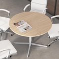 thumbnail image 4 of 42W Round Conference Table with Metal Base in Natural Elm - Engineered Wood, 4 of 7