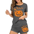 thumbnail image 7 of SOOMLON Womens Pajamas Shorts 2 Piece Comfy Lounge Sets Short Sleeve Shirts Halloween Pumpkin Print Sleepwear Set, 7 of 7