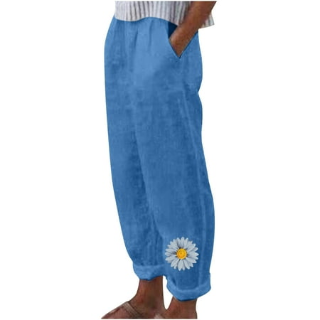 

Ziloco Shorts Jeans Pajama Pants For Women Fashion Women Summer Casual Loose Cotton And Linen Pocket Printing Trousers Pants pants747